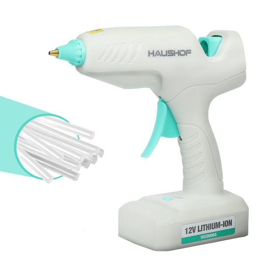 HAUSHOF 12V Cordless Glue Gun with 20pcs Full-Size Glue Sticks