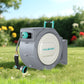 HAUSHOF Retractable Garden Hose Reel 1/2” x 130 ft, Auto-Lock at Any Length, Slow Return System, Wall Mounted and 180° Swivel Bracket for Outside Water