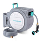 HAUSHOF Retractable Garden Hose Reel 1/2” x 130 ft, Auto-Lock at Any Length, Slow Return System, Wall Mounted and 180° Swivel Bracket for Outside Water