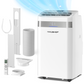 HAUSHOF 12000 BTU Portable Air Conditioners, Portable AC with Cool, Fan, Dry & Sleep Mode, AC Unit Portable with 35°-70° Auto Swing, Remote Control, 24H Timer, with Window Kit & Exhaust Hose Sleeve