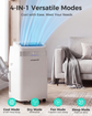 HAUSHOF 14000 BTU Portable Air Conditioners, Portable AC with Cool, Fan, Dry & Sleep Mode, AC Unit Portable with 35°-70° Auto Swing, Remote Control, 24H Timer, with Window Kit & Exhaust Hose Sleeve